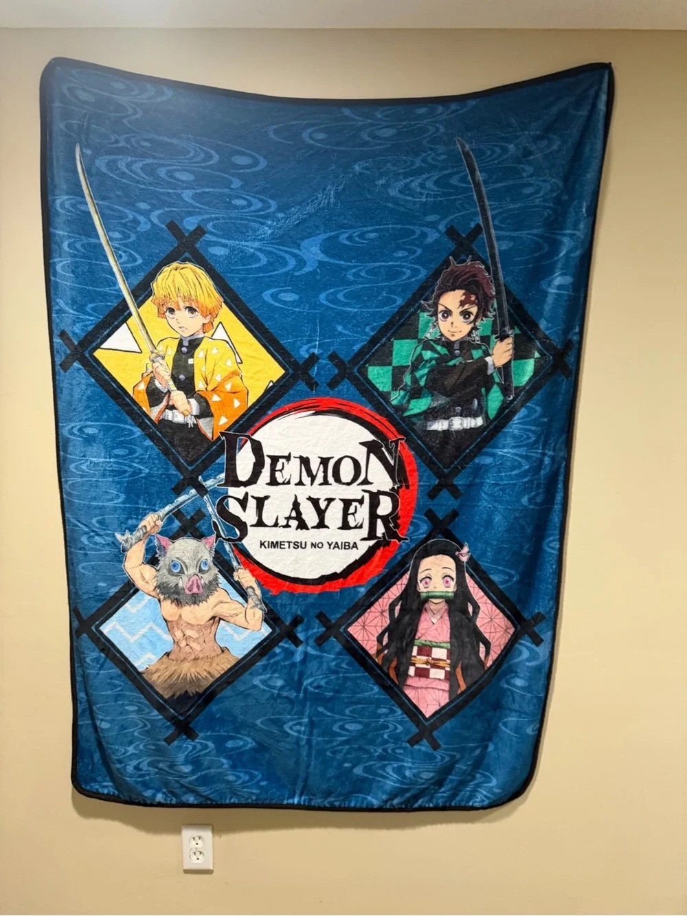 Demon Slayer Kimetsu No Yaiba Blue Character Throw Blanket